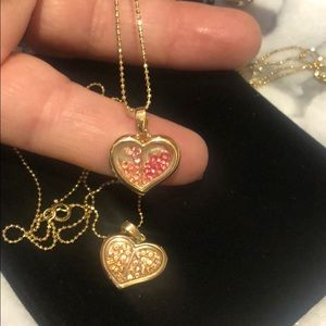Floating Swarovski Crystal 18K Gold Vermeil Heart Necklace,Boutique